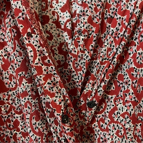 BA&SH | Crystal Dress Carmin Printed Shoulder Pad Ruched Crepe Mini Dress Size S - Picture 6 of 16